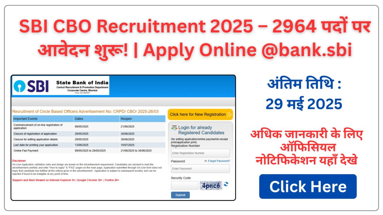 SBI CBO Recruitment 2025